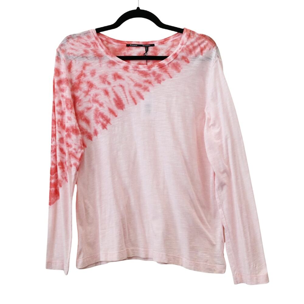 Proenza Schouler Pink Tie Dye Tissue Jersey Long Sleeve Cotton T-Shirt Size XL